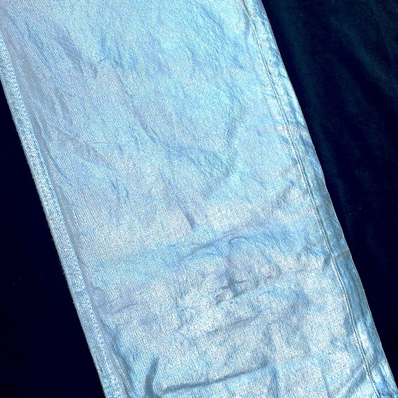 ZARA CHROME / METALLIC SILVER DIPPED BOYFRIEND DENIM JEANS -6 🔥🤘 - Picture 6 of 12